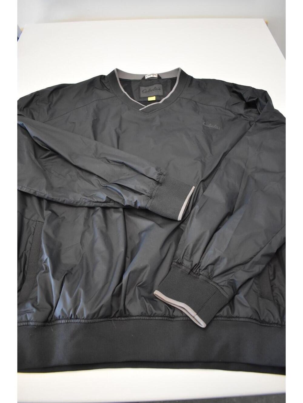 Cabela’s Black Pullover Windbreaker 2XL Tall | Lightweight Outdoor Athletic Jack